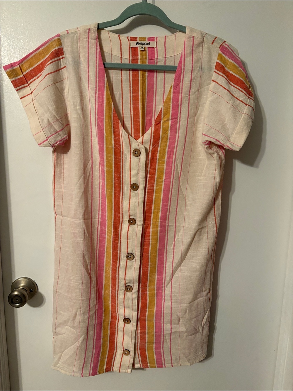 Rip Curl Cream Dress with Pink & Orange Stripes